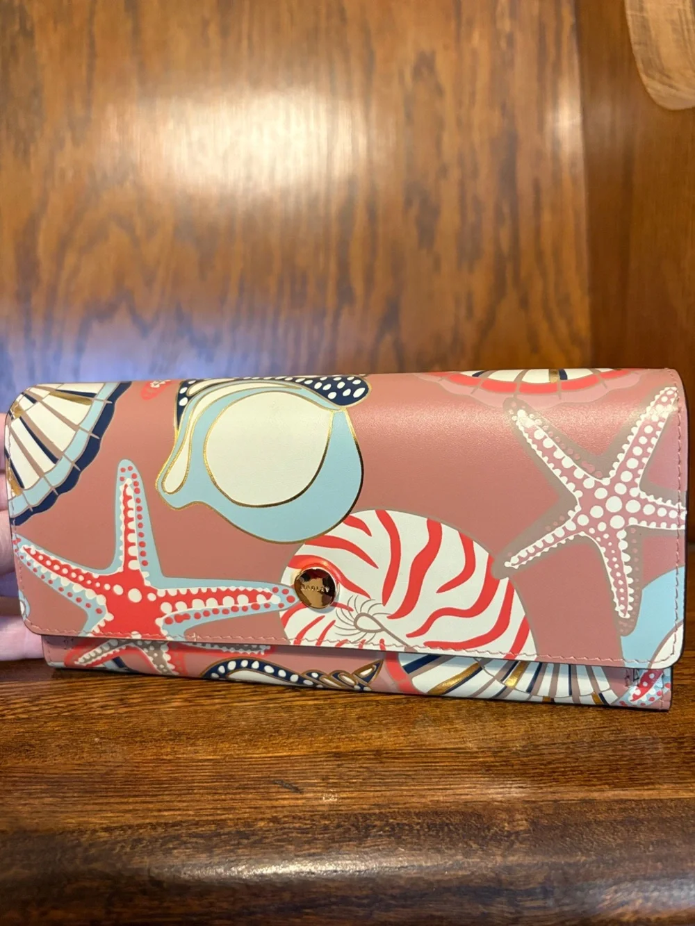NWT-Radley London-Picton Place-Lg Flap Bifold Wallet-Carnation-Gold Accents-$148